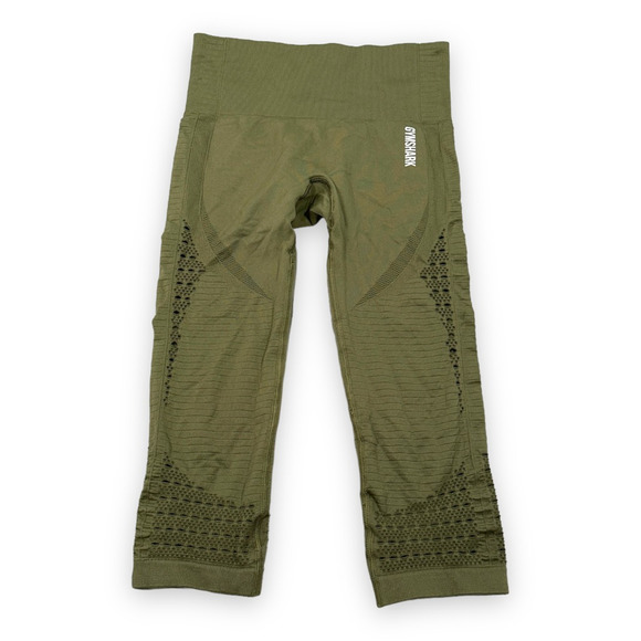 Gymshark Energy Seamless Leggings Womens Small Green Compression Pants Cutout - Picture 1 of 7